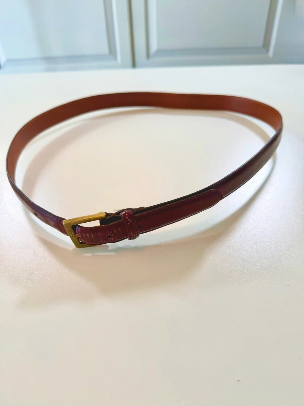 Vintage Coach Leather Belt Burgundy Oxblood Brass Buckle Size 36